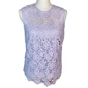 Nanette Lepore Wms Sz Med Sugar Plum Lavender Lace Sleeveless Lined Back Zip Top